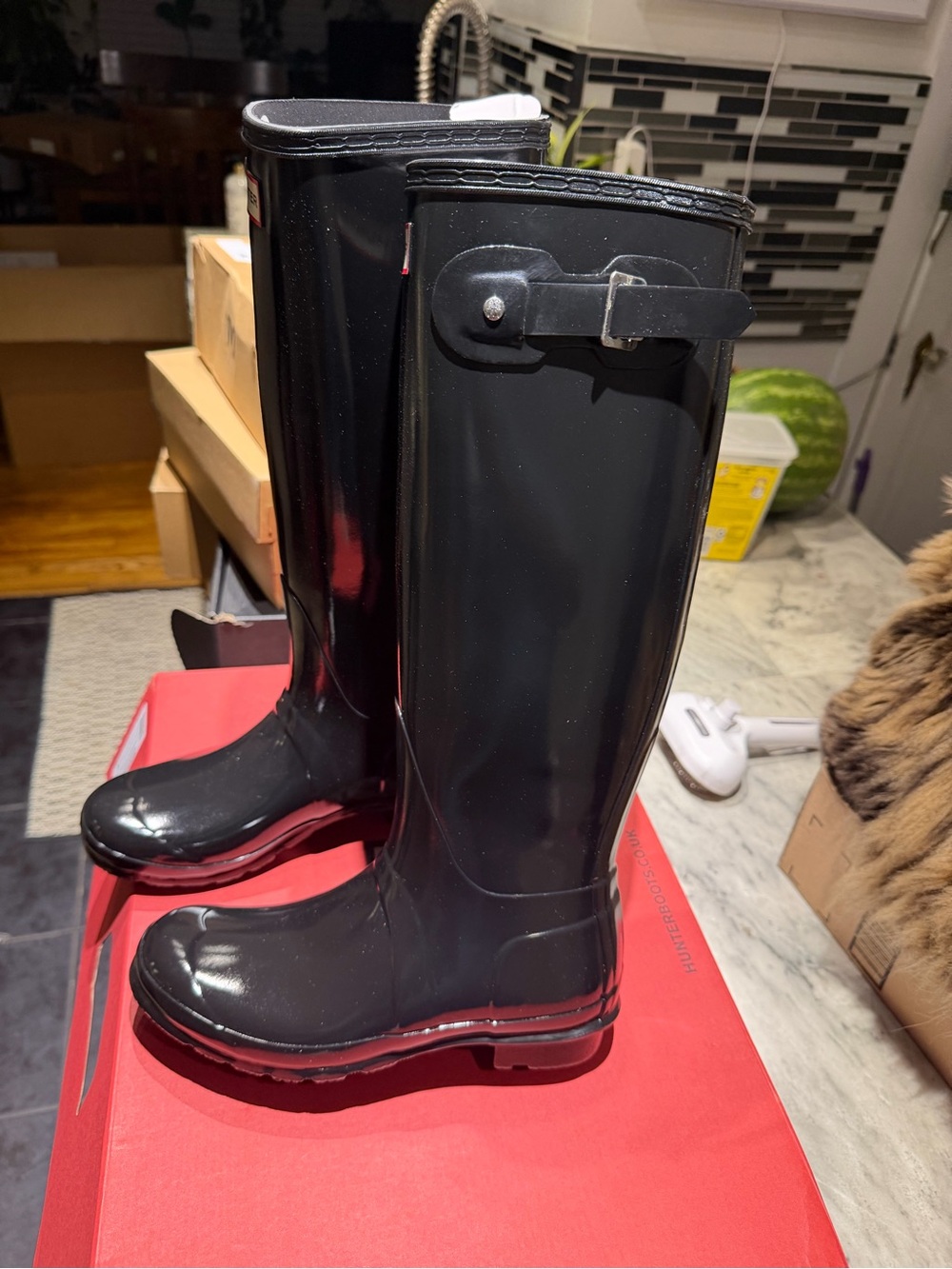 Hunter Black Gloss Tall Boots - Picture 9 of 12